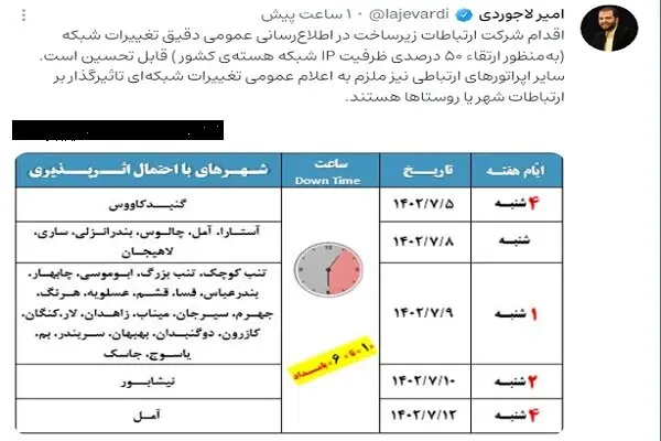 توییت امیر لاجوردی